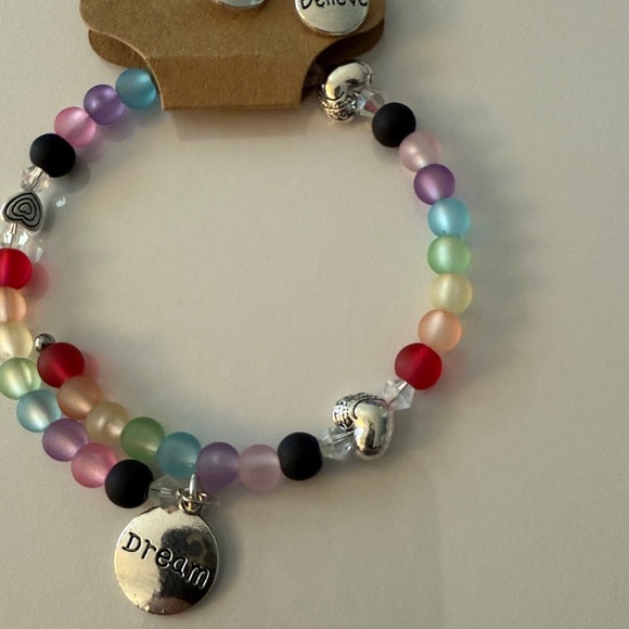 Colorful Beaded Memory Wire Bracelet with Earring Set - Picture 6 of 8